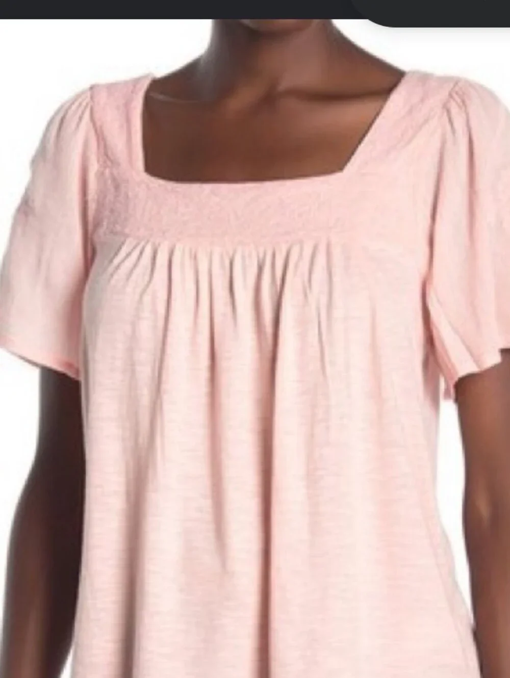 Lucky Brand Pale Pink Square Neck Peasant Blouse
